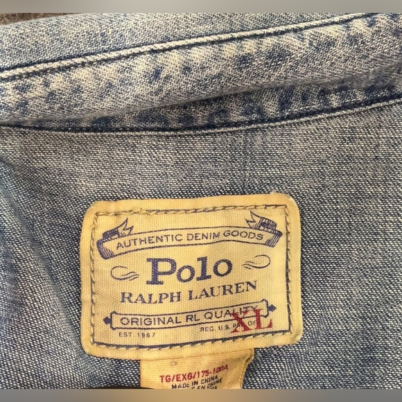 Polo Ralph Lauren Denim Western Shirt Pearl Snap Button Up Top Shirt Women’s XL - Picture 13 of 16